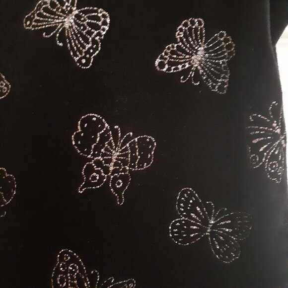 Girls Size 6X Black Velvet Glitter Butterfly Dress - Picture 3 of 4